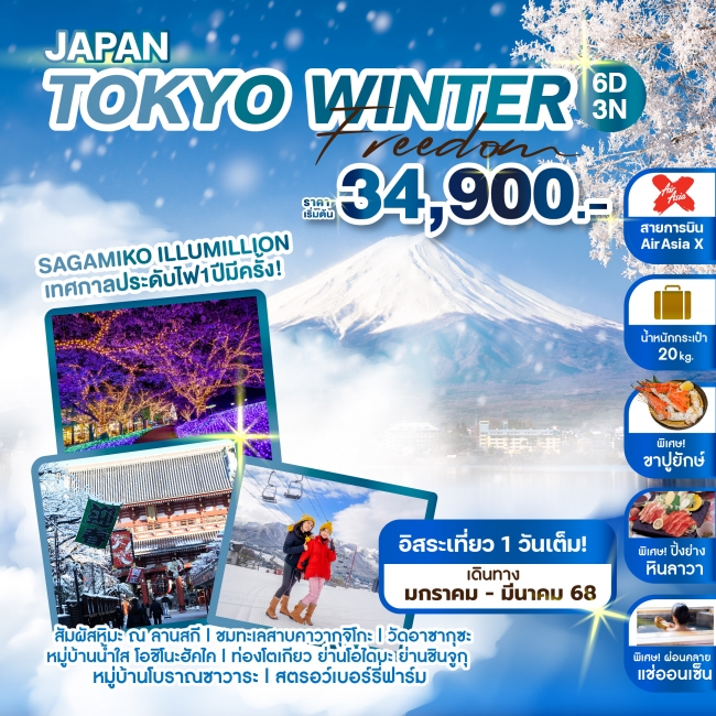 ทัวร์ญี่ปุ่น JAPAN TOKYO WINTER FREEDOM XJ (WE)