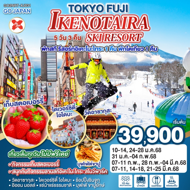 ทัวร์ญี่ปุ่น TOKYO FUJI IKENOTAIRA SKI RESORT XJ (GO)