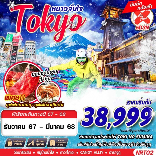 ทัวร์ญี่ปุ่น TOKYO WINTER หนาวจับใจ (เที่ยวเต็ม บินดึก) 5D3N (GS)