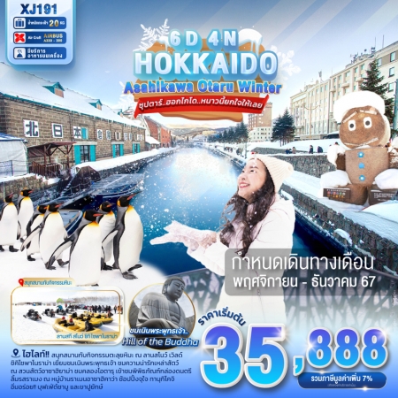 ทัวร์ญี่ปุ่น HOKKAIDO ASAHIKAWA OTARU WINTERซุปตาร์ ฮอกไกโด หนาวนี้ยกใจให้เลย (TTN)