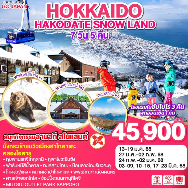 ทัวร์ HOKKAIDO HAKODATE SNOW LAND XJ (GO)