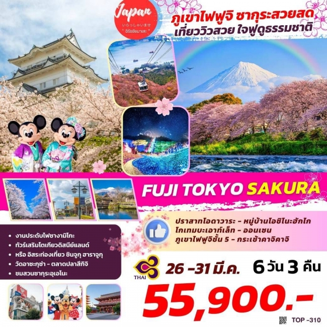 ทัวร์ญี่ปุ่น FUJI TOKYO SAKURA 6D3N BY TG (TOP)