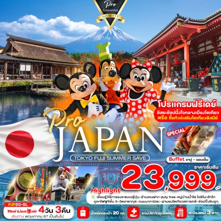 ทัวร์ญี่ปุ่น PRO TOKYO FUJI SUMMER SAVE FREE DAY 4D 3N SL (PBK)