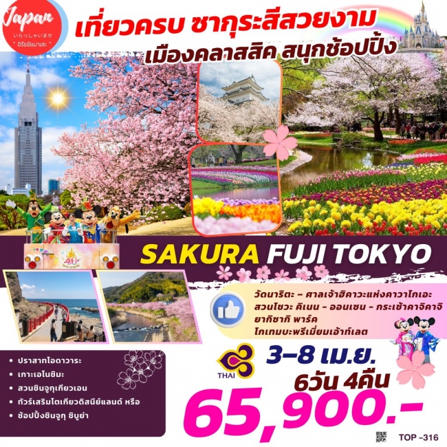 ทัวร์ญี่ปุ่น SAKURA FUJI TOKYO 6D4N BY TG (TOP)